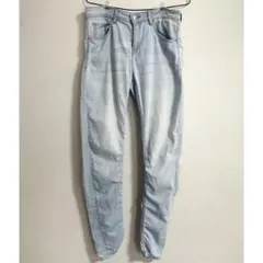 美品★ウォッシュド ライトブルー スキニーデニム ストレッチ レイヤードスタイル