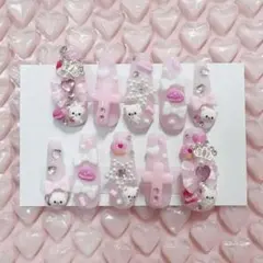 ꒰ 現品 ꒱ ネイルチップ 量産型 地雷 女児 ガーリー 平成女児