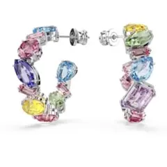 Gema フープピアス　アシンメトリーデザイン　ミックスカット　マルチカラー