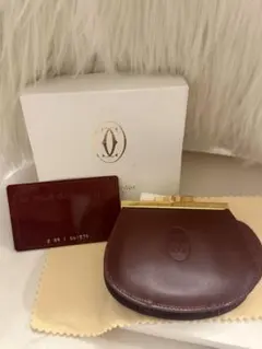 新品　Cartier カルティエ マストライン がま口 コインケース ボルドー