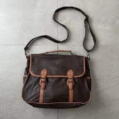 00s Vintage レザーショルダーバック シティーボーイトラッド大容量通学のサムネイル