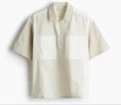 H&M ルーズフィット ハーフジップシャツ ベージュ　Mのサムネイル