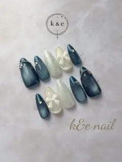 ネイルチップ 量産型 マグネット ネイビー ワンホン【現品】083