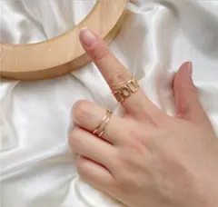 【大人気】　2点セット　リング　ゴールド　アクセサリー　ビンテージ風　男女兼用