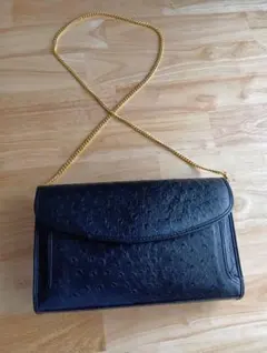 【新品】Rudolph Valentino オーストリッチ ショルダーバッグ　黒