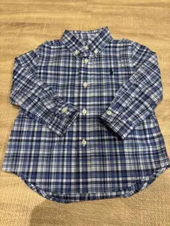 ラルフローレン ベビーシャツ 85 18M チェック ブルー 未使用 お出かけ着
