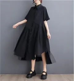 大きいサイズ レディース ワンピース　ヘムデザイン　春夏 秋 新品 半袖
