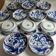 専用　ち中国清朝時代青花中皿2枚　直径約15.5㎝　東Y7-0704⭐︎2Fタルオ 専用 ち中国清朝時代青花中皿2枚 直径約15.5㎝ 東Y7-