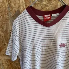 AE9041 THE NORTH FACE 半袖Tシャツ ワインレッド ボーダー