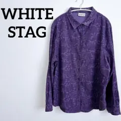 美品✨️ WHITE STAG 紫色 長袖シャツ ペイズリー柄 柄シャツ 長袖