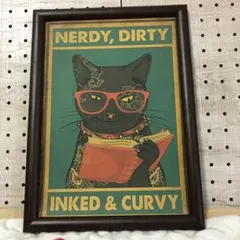 109:目標達成  黒猫　アート　ポスター  にゃんテリア　猫