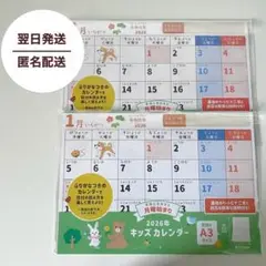 2026年　キッズ カレンダー　A3　月曜始まり　壁掛け　2冊　セリア