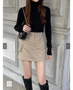 インパン付きミリタリーミニスカート　ベージュ