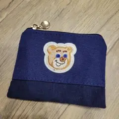 クマ刺繍 ネイビー ポーチ