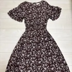grove 花柄フレアスリーブマキシドレス ワンピース