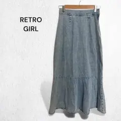 レトロガール スカート デニム ティアード マーメイド バックゴム 綿100％