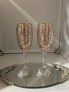 【未使用】ベネチアングラス ワイングラス/シャンパングラス 4個セット 未使用】ベネチアングラス ワイングラス/シャンパングラス 4個