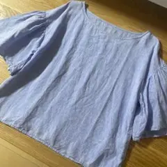 NATURAL BEAUTY BASIC リネン ライトブルートップス フリー