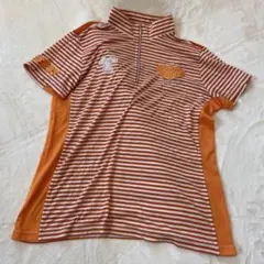 swamp toursハーフジップシャツ オレンジ　ボーダー L レディース