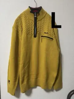 FILA イエロージップアップセーターL ゴルフウェア ニット