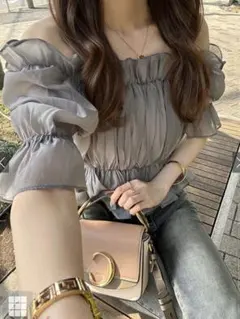 GRL シアーシャギーショート丈ブラウス[tu541]