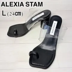 美品✨アリシアスタン　クリアストラップ　トゥリングサンダル　黒　ミュールのサムネイル