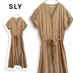 美品✨ SLY ベージュ ロングシャツワンピース S M ブラウン 半袖 春夏