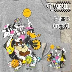 【希少XL☆US輸入】ルーニーテューンズ 両面プリントTシャツ グレー