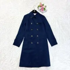 クミキョク 【S】 長袖 アウター トレンチコート ダブル　紺色　大人綺麗