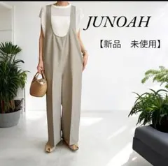 【新品　未使用】JUNOAH リネンライクオールインワン サロペット ベージュのサムネイル