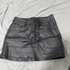 黒 合成皮革 タイトミニスカート