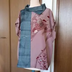 着物リメイク　ベスト　チュニック　ハンドメイド