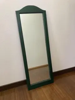 【希少色】昭和レトロ！ヴィンテージ！　姿見鏡　木製枠　壁掛け金具付き　古道具