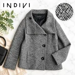 インディヴィ ウールリバーショートコート 38 ライトグリーン 美品