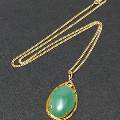 天然石 アベンチュリン インド翡翠 ペンダント ネックレス カボション大判