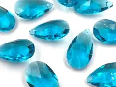 しずく型 38mm 8個 スカイブルー 涙型 クリスタルガラス ドロップ DIY