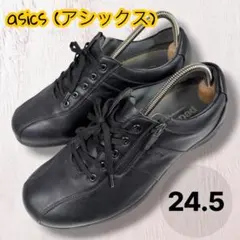 アシックス ペダラ レザー ウォーキングシューズ 黒 24.5 サイドジップのサムネイル