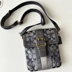 【美品】稀少coach コーチ ショルダー クロスボディ シグネチャーネイビー系