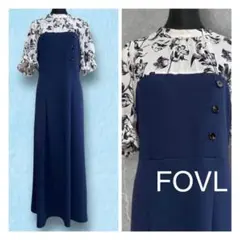 【新品タグ付】FOVL ドッキングワンピース 花柄 ネイビー Lサイズ