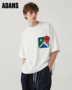 ADANS アダンス MAPロゴ オーバーサイズTシャツ 白 Fサイズ