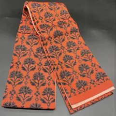 半幅帶 洒落帶 △ 正絹 花柄 幾何學紋樣 草花 h18