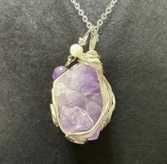 ハンドメイドアメジストネックレス