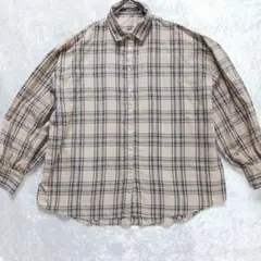 OFALO ベージュ チェック 長袖 シャツ ボタンダウン M 茶 白 赤 黒