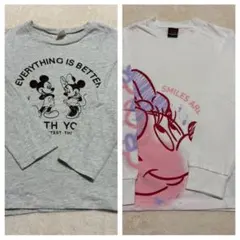 ミッキー ミニー プリント 長袖Tシャツ 2点セット