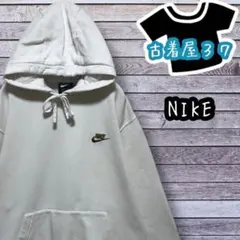 古着ナイキ刺繍ロゴワンポイントスウェットパーカー白ホワイトL