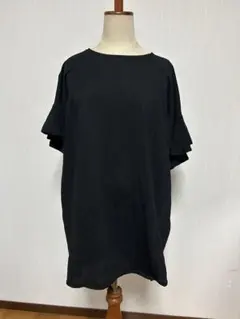 FASHION MESSAGEブラック 半袖 チュニック フレアスリーブ