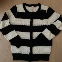 ボーダー柄カーディガン 130 ブラック・ホワイト
