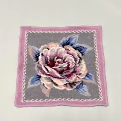 FEILER 花柄タオルハンカチ グレー　美品
