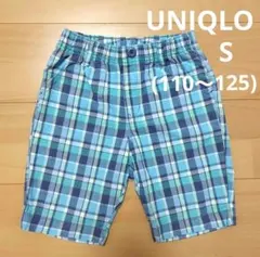ユニクロ　ハーフパンツ　水色　チェック　S