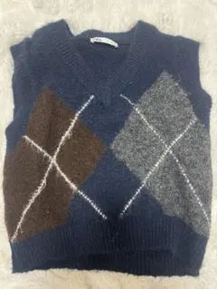 ZARA ベスト　ニット　アーガイル